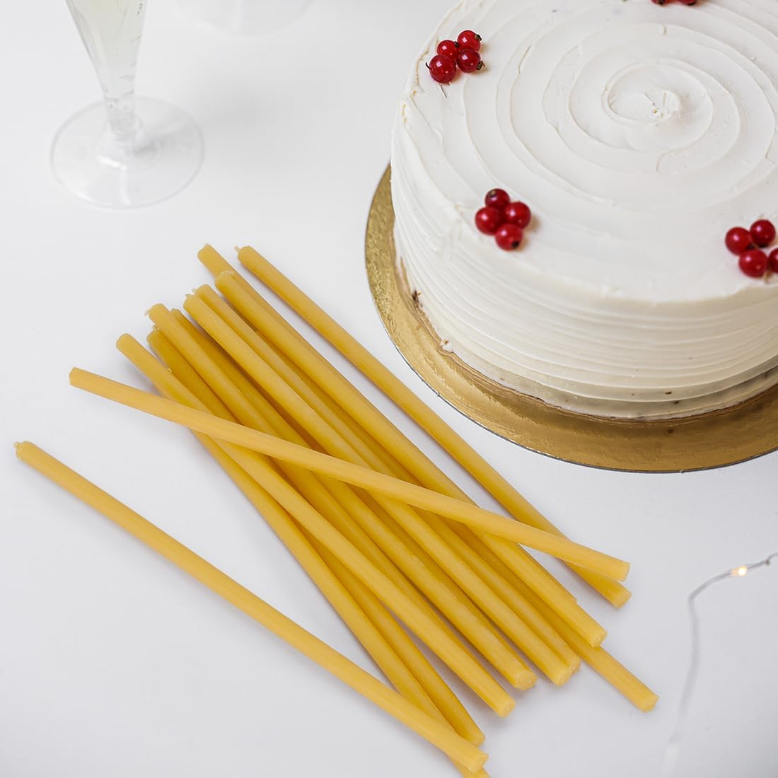 DEYBBY Beeswax Birthday Candles – 7.3'' 40 Pack Thin Beeswax Taper Candles - Dripless and Smokeless Candles for Home, Dinner, Cake, Prayer, Church, Hanukkah, Christmas