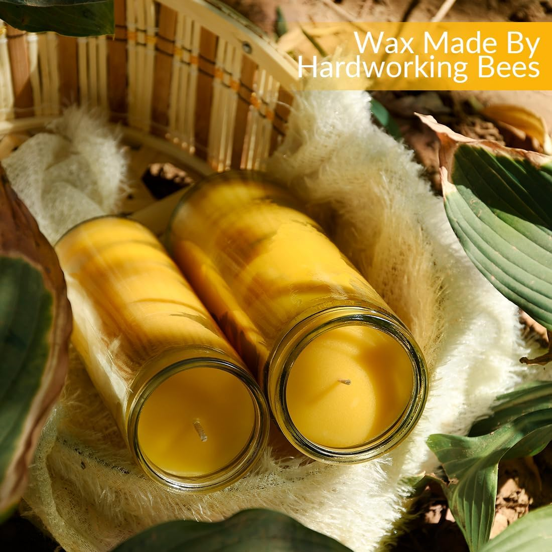 7 Day Beeswax Yartzeit Candle-Kosher Yahrtzeit Memorial and Yom Kippur Candle in Glass Jar