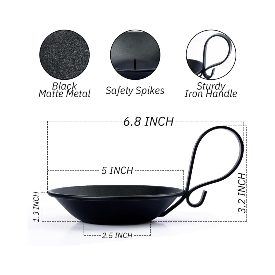 Matte Black Iron Pillar Candle Holders, with Handle, Simple Industrial Style ,Table Centerpiece Decoration
