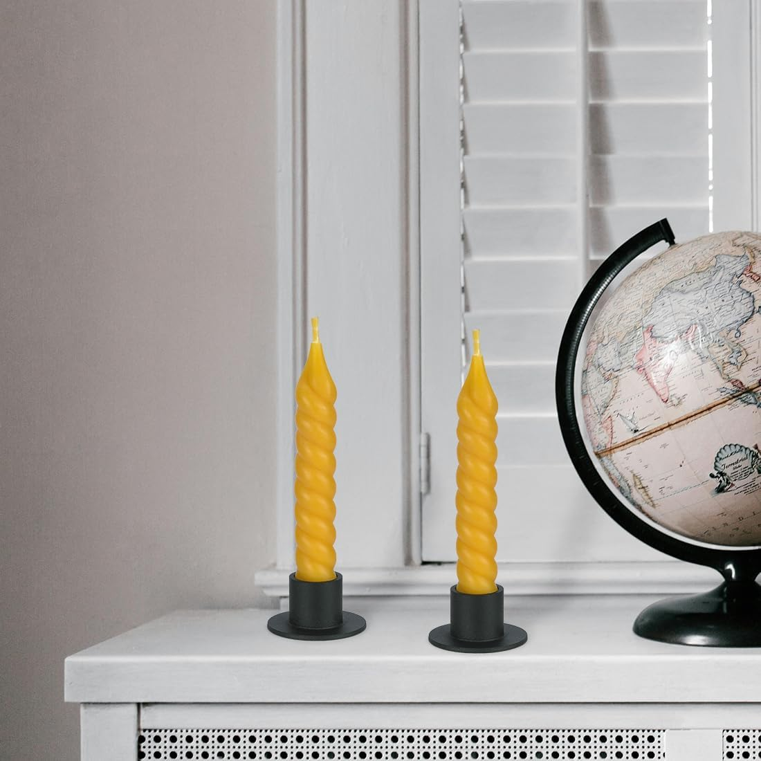 DEYBBY Black Metal Taper Candle Holders Set