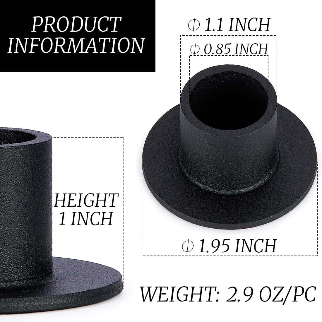DEYBBY Black Metal Taper Candle Holders Set