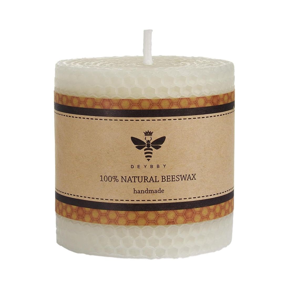 3" White Hand Rolled Beeswax Pillar Candle