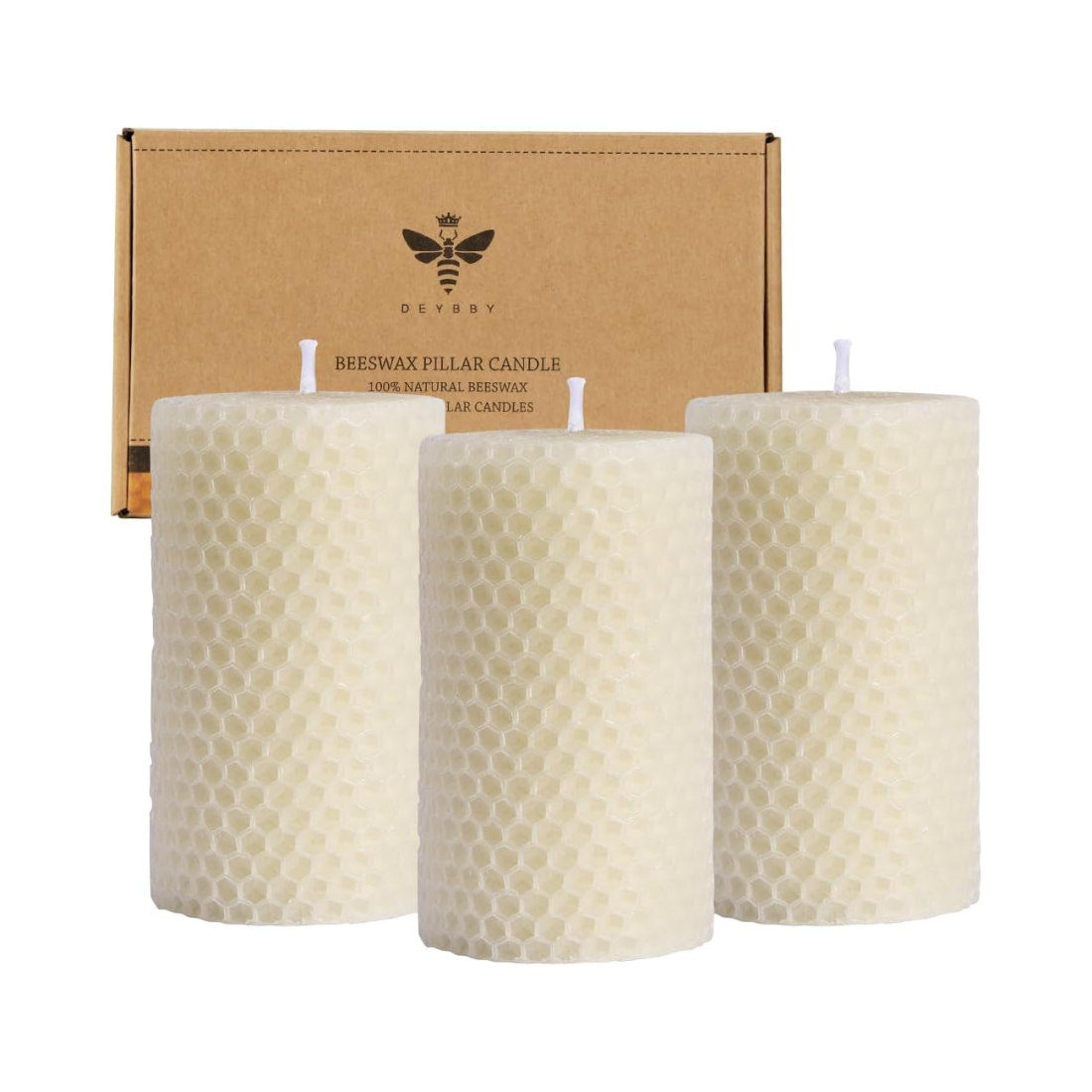 Beeswax Pillar Candles Set - Handmade Pure Beeswax Rolled Candles
