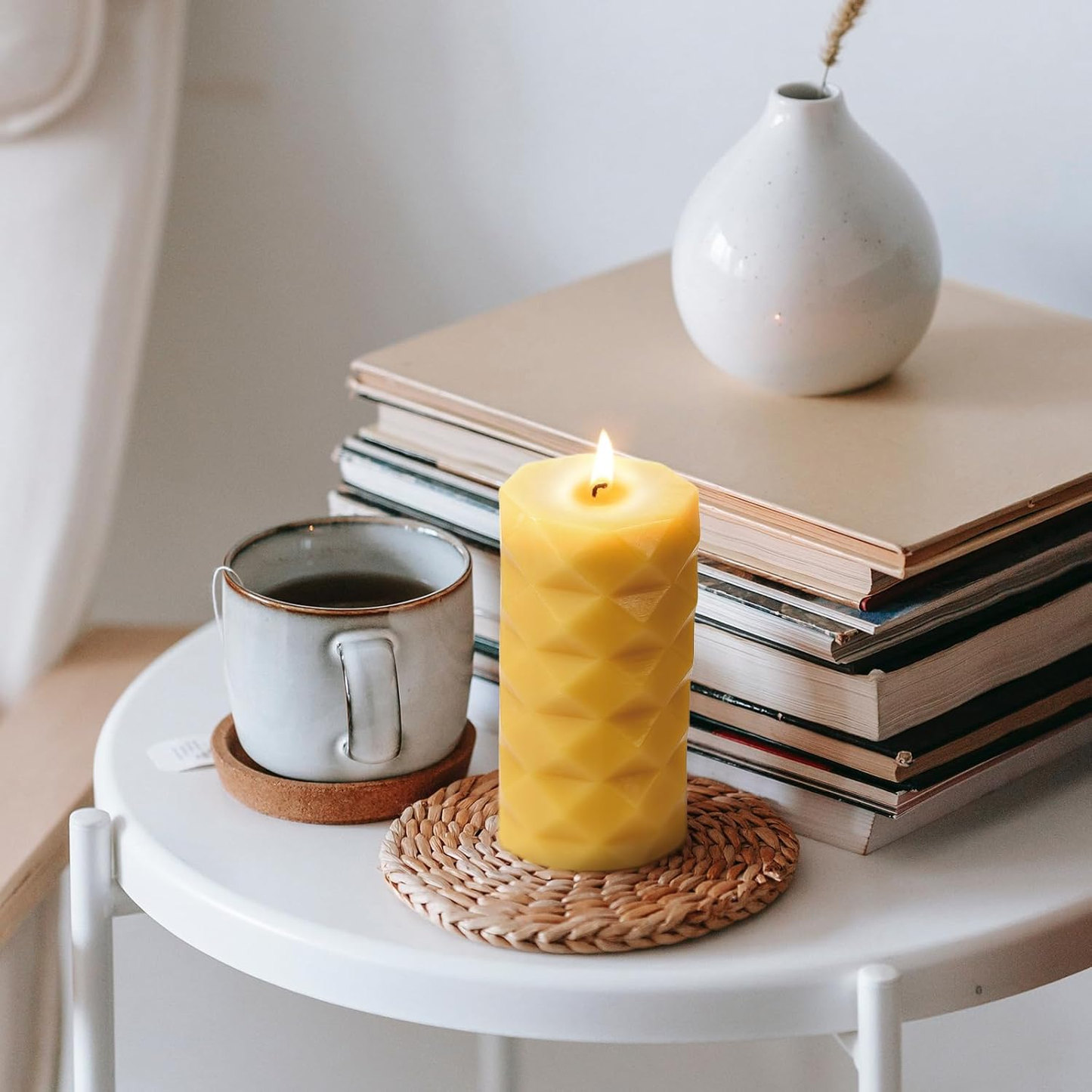 Natural Beeswax Pillar Candle