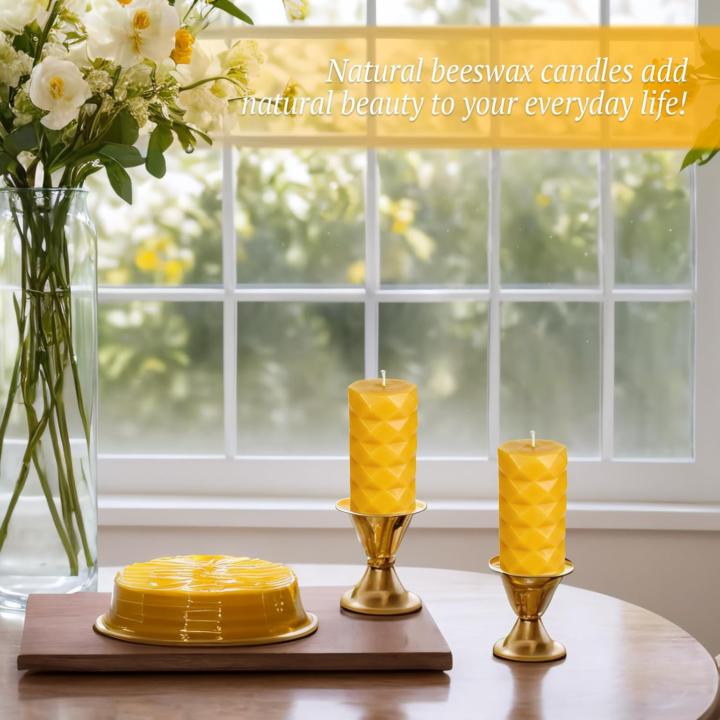 Natural Beeswax Pillar Candle