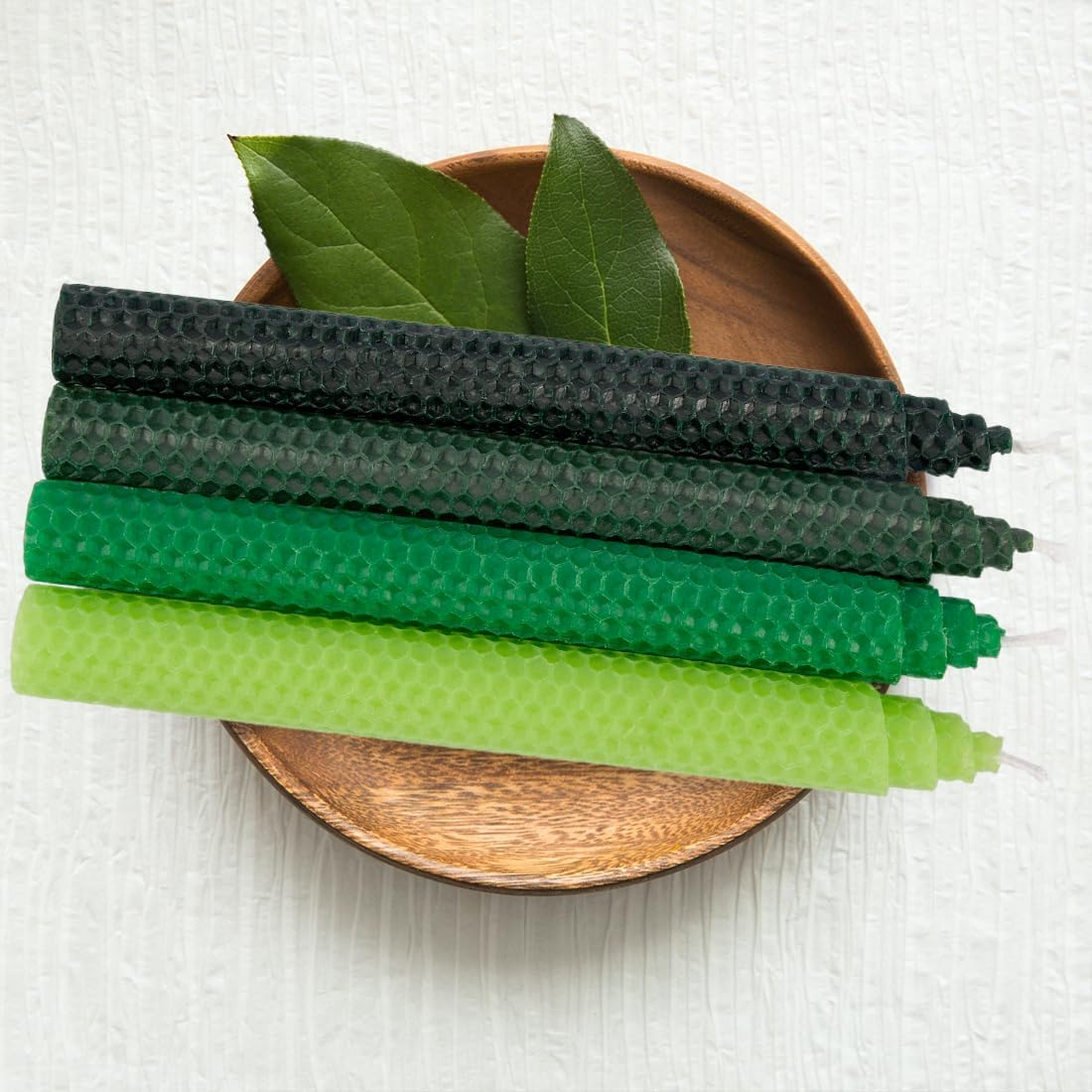 8" Hand-Rolled Beeswax Taper Candles 4 Pack