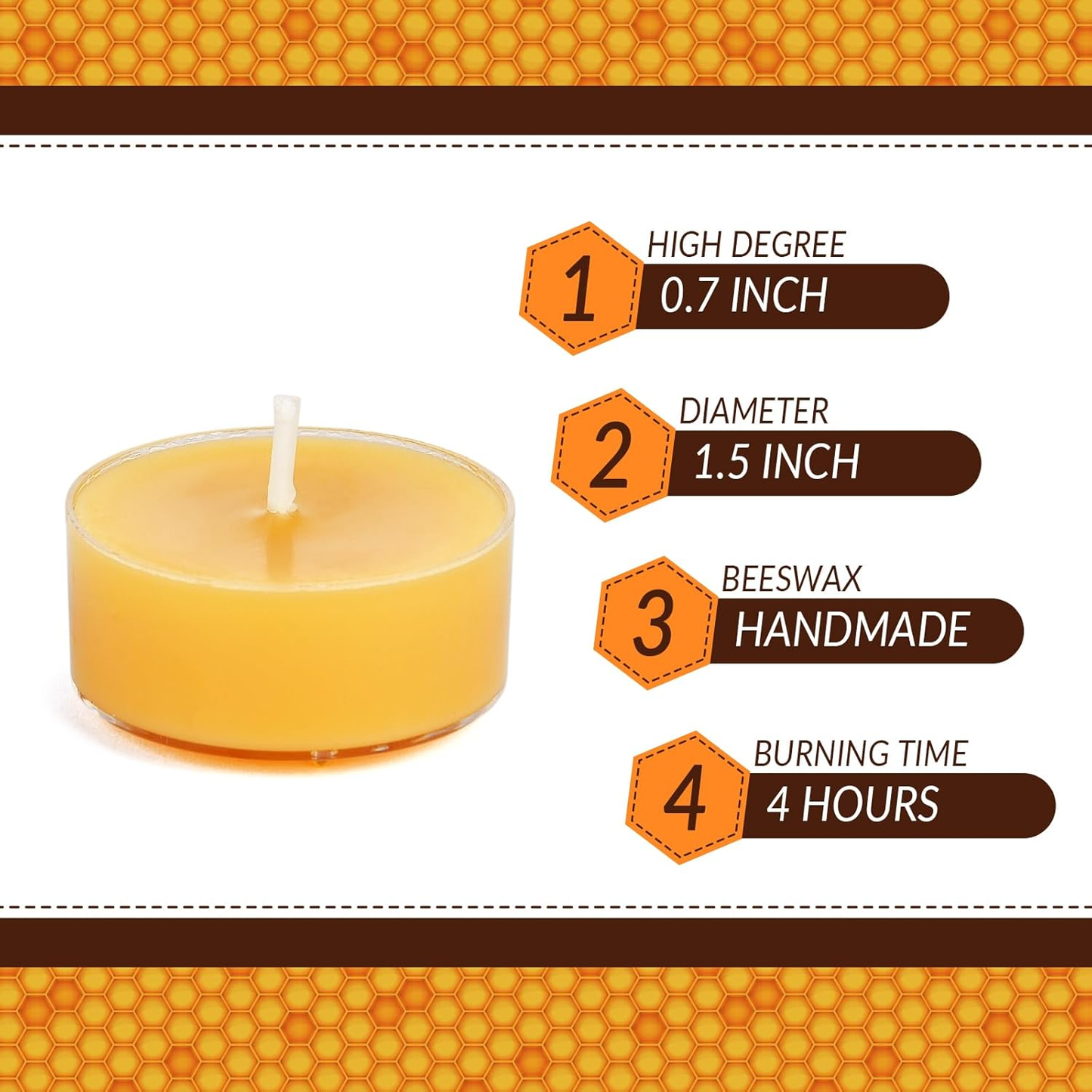 Natural Beeswax Tea Candles, DEYBBY Handmade Beeswax Candles in Clear Cup