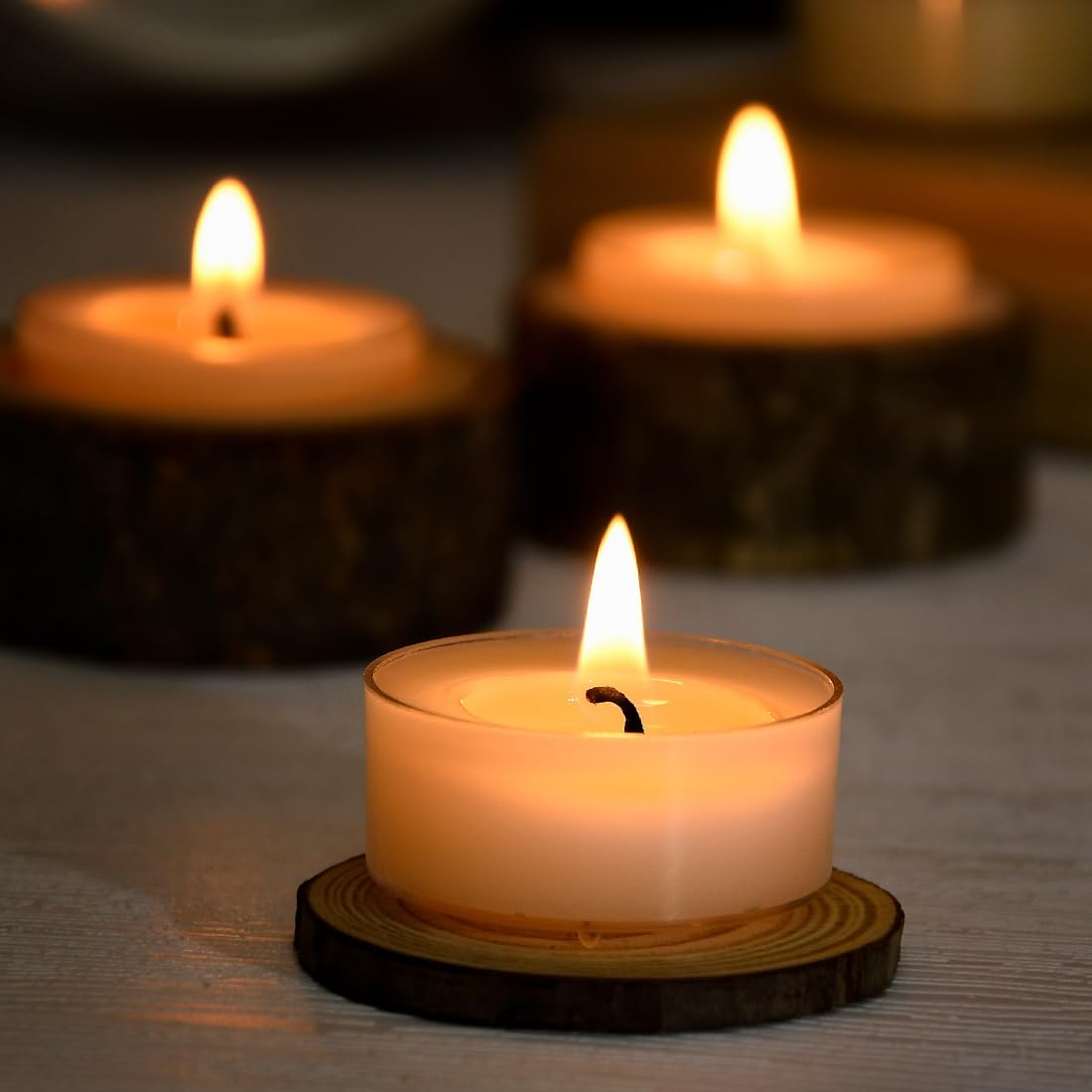 Natural White Beeswax Tealights, DEYBBY Handmade Beeswax Candles Set
