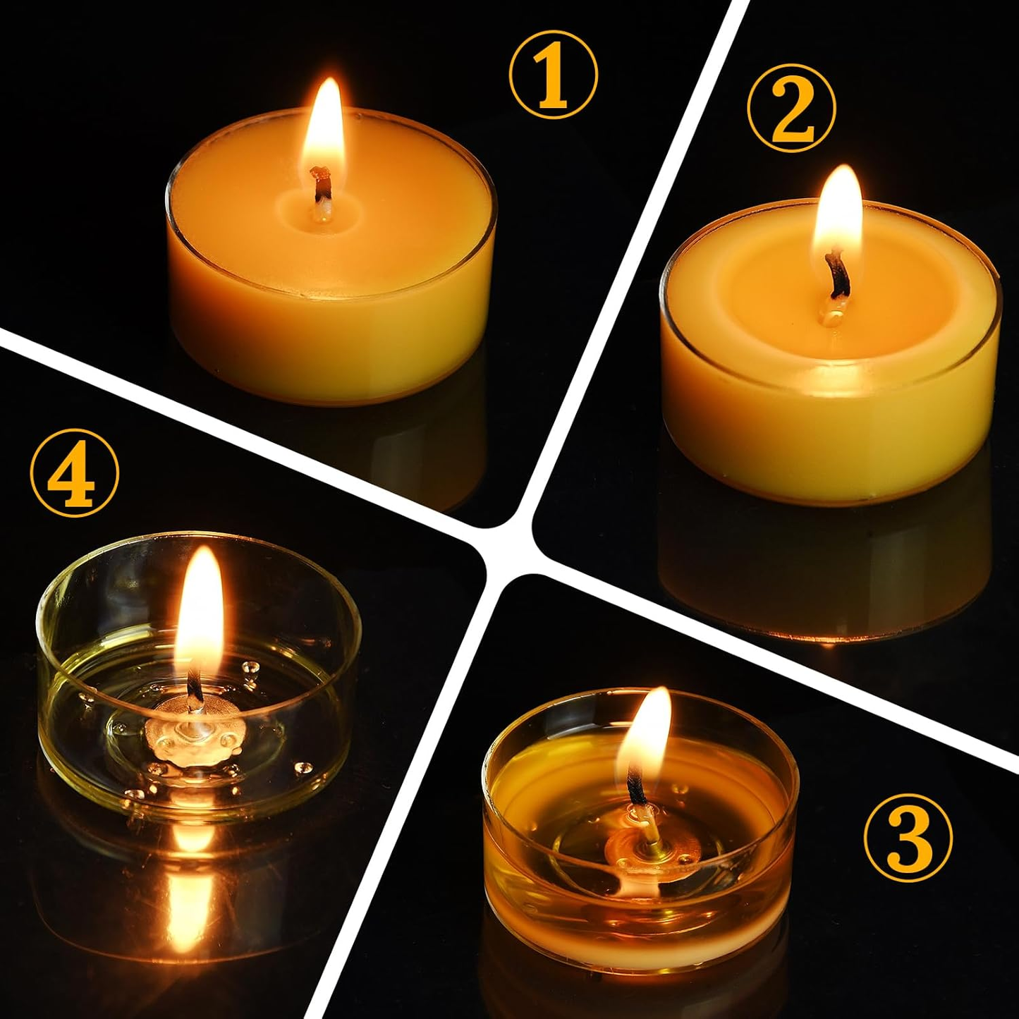 Natural Beeswax Tea Candles, DEYBBY Handmade Beeswax Candles in Clear Cup