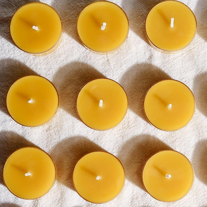 Natural Beeswax Tea Candles, DEYBBY Handmade Beeswax Candles in Clear Cup