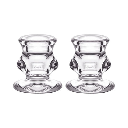 Clear Glass Candlestick Holders, Set of 2/4/6 Taper Candle Holders for Wedding, Decoration and Dinning
