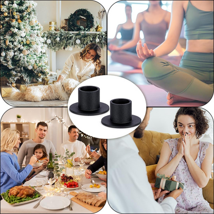DEYBBY Black Metal Taper Candle Holders Set