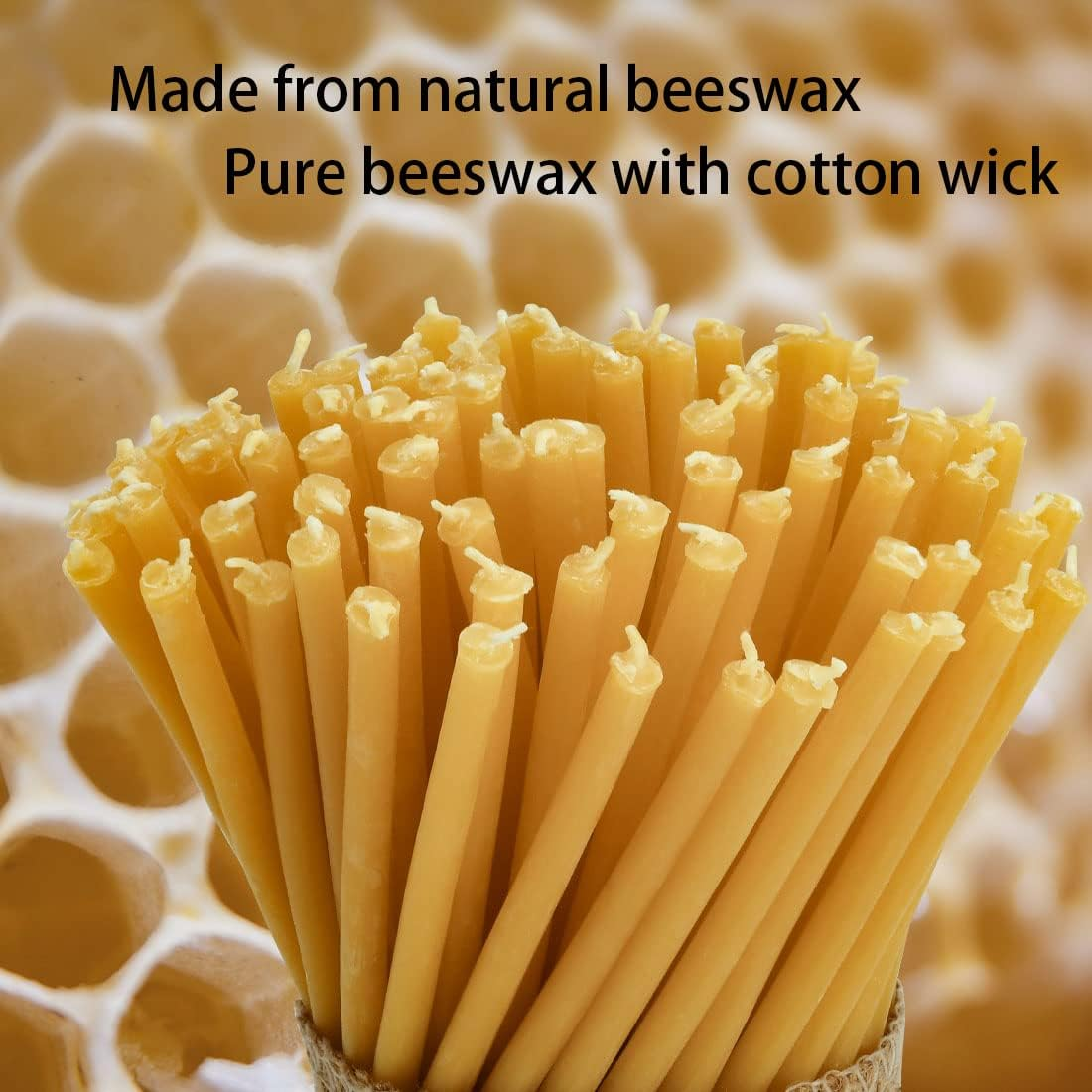 DEYBBY Beeswax Birthday Candles, Dripless and Smokeless, Eco Taper Candles for Home, Dinner, Cake, Prayer, Church, Hanukkah, Christmas