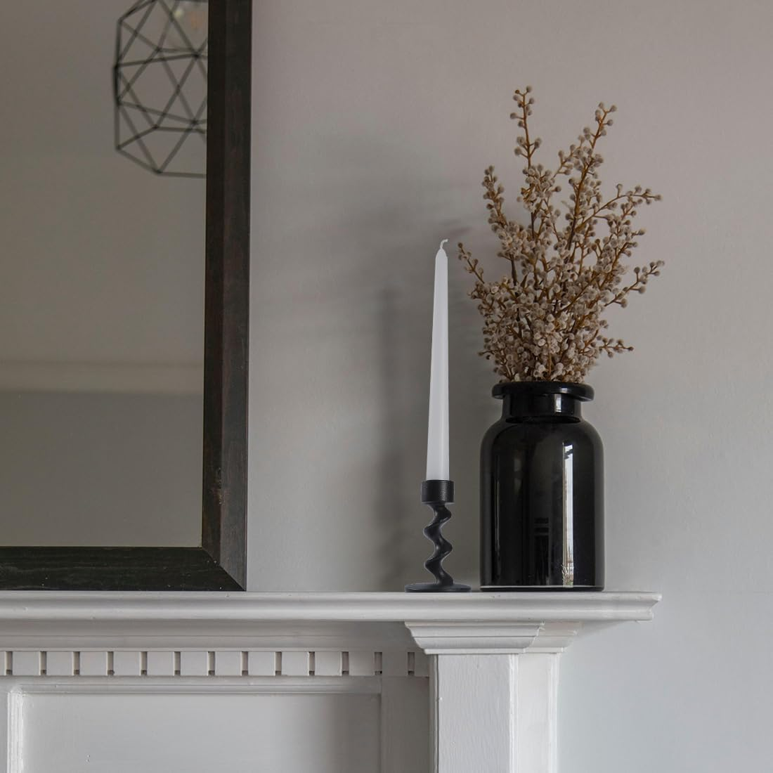 Matte Black Spiral Iron Taper Candlestick Holders