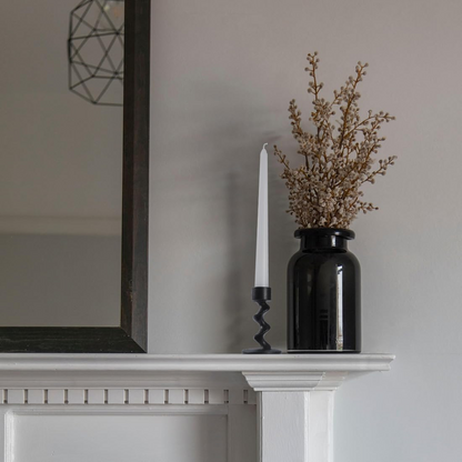 Matte Black Spiral Iron Taper Candlestick Holders