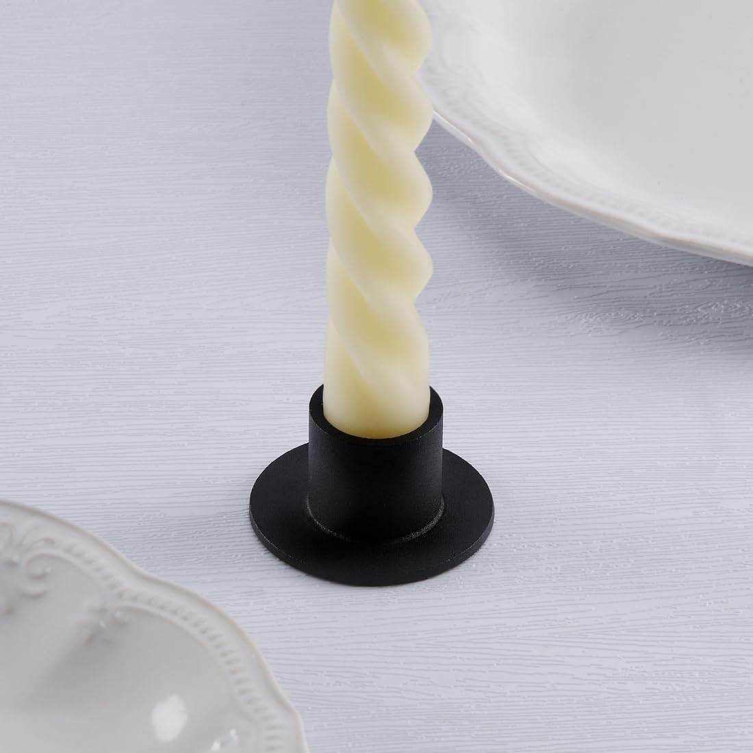 DEYBBY Black Metal Taper Candle Holders Set