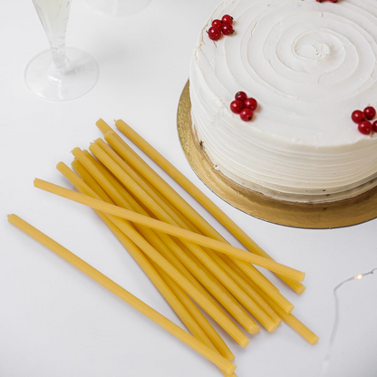 DEYBBY Beeswax Birthday Candles – 7.3'' 40 Pack Thin Beeswax Taper Candles - Dripless and Smokeless Candles for Home, Dinner, Cake, Prayer, Church, Hanukkah, Christmas