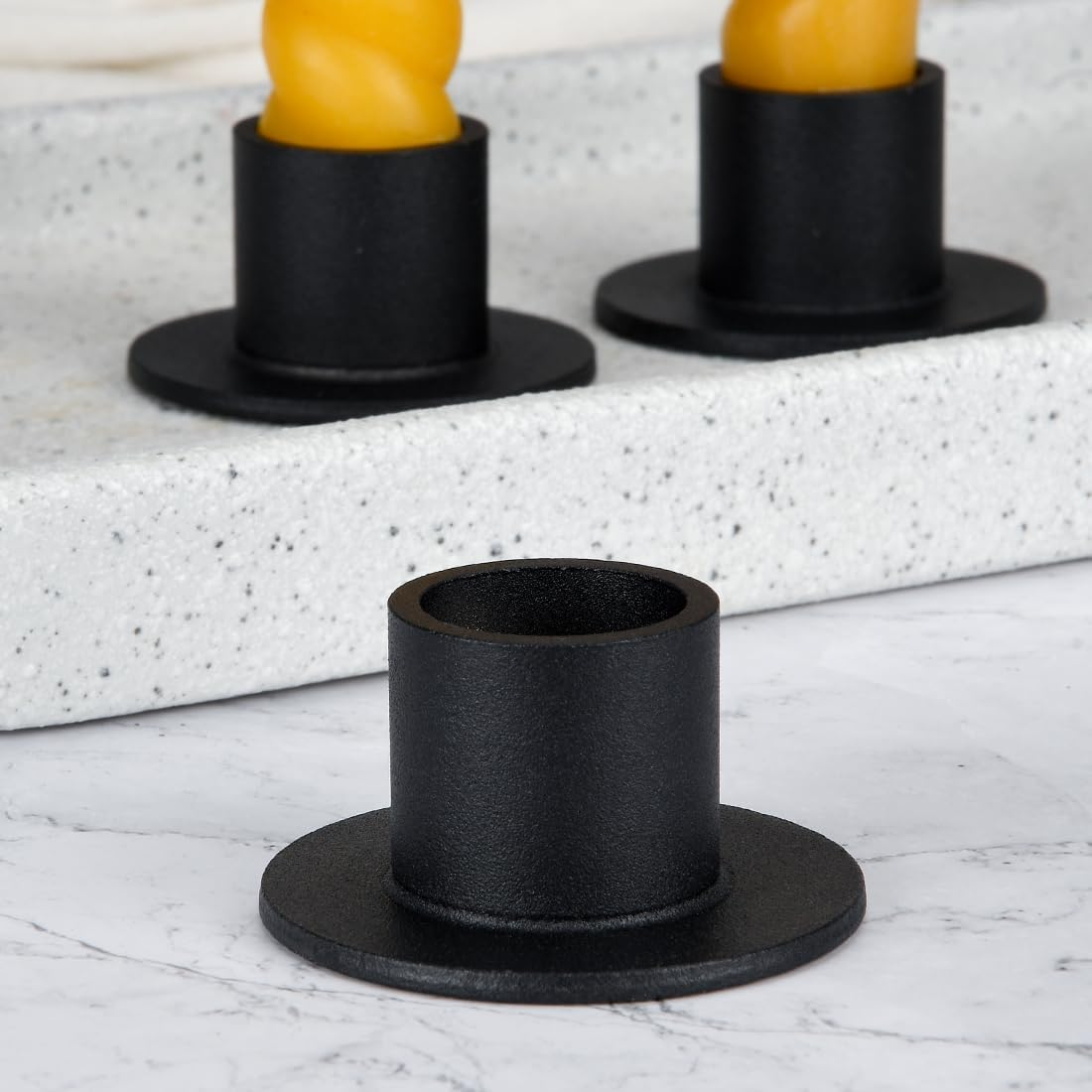 DEYBBY Black Metal Taper Candle Holders Set