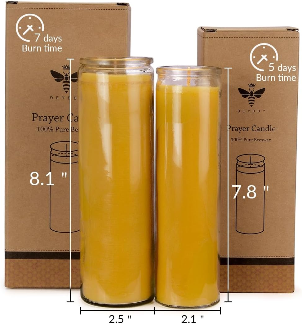 7 Day Beeswax Yartzeit Candle-Kosher Yahrtzeit Memorial and Yom Kippur Candle in Glass Jar