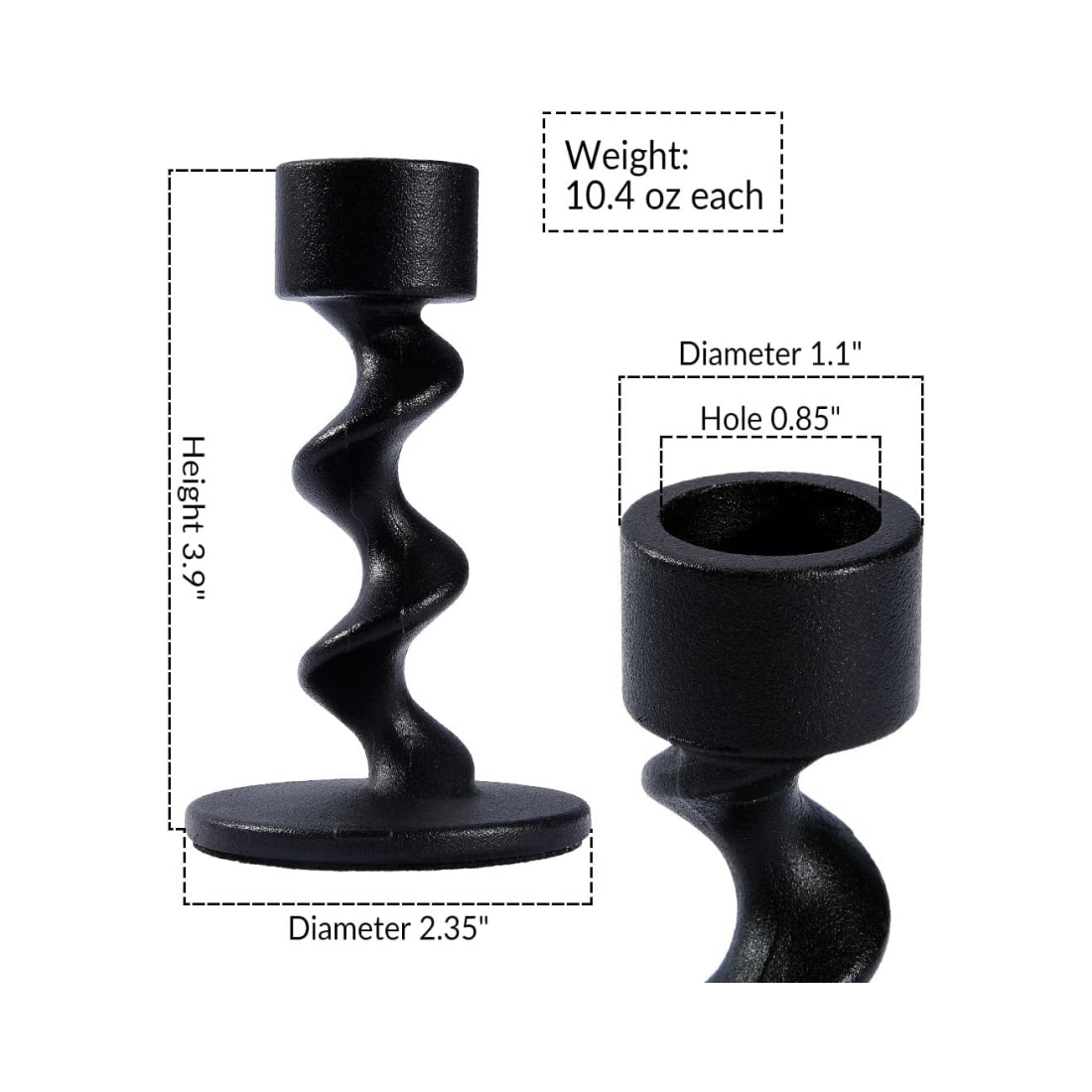 Matte Black Spiral Iron Taper Candlestick Holders