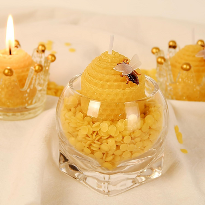 DEYBBY Natural Beeswax Candles Bulk Set, Small Bee Votive Candles with Little Bee Decorations as Gift (Yellow)