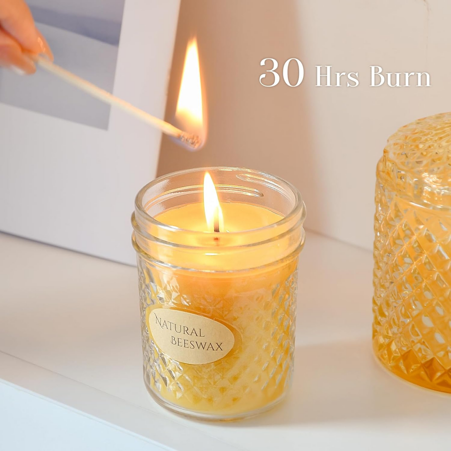 DEYBBY Beeswax Jar Candles Set, Beeswax Candles Gift, Handpour BeesWax Candle
