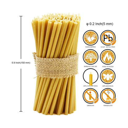 DEYBBY Beeswax Birthday Candles, Dripless and Smokeless, Eco Taper Candles for Home, Dinner, Cake, Prayer, Church, Hanukkah, Christmas