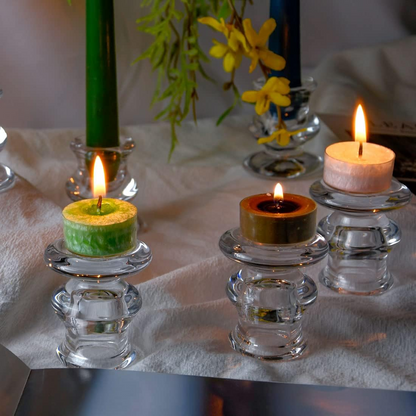 Clear Glass Candlestick Holders, Set of 2/4/6 Taper Candle Holders for Wedding, Decoration and Dinning