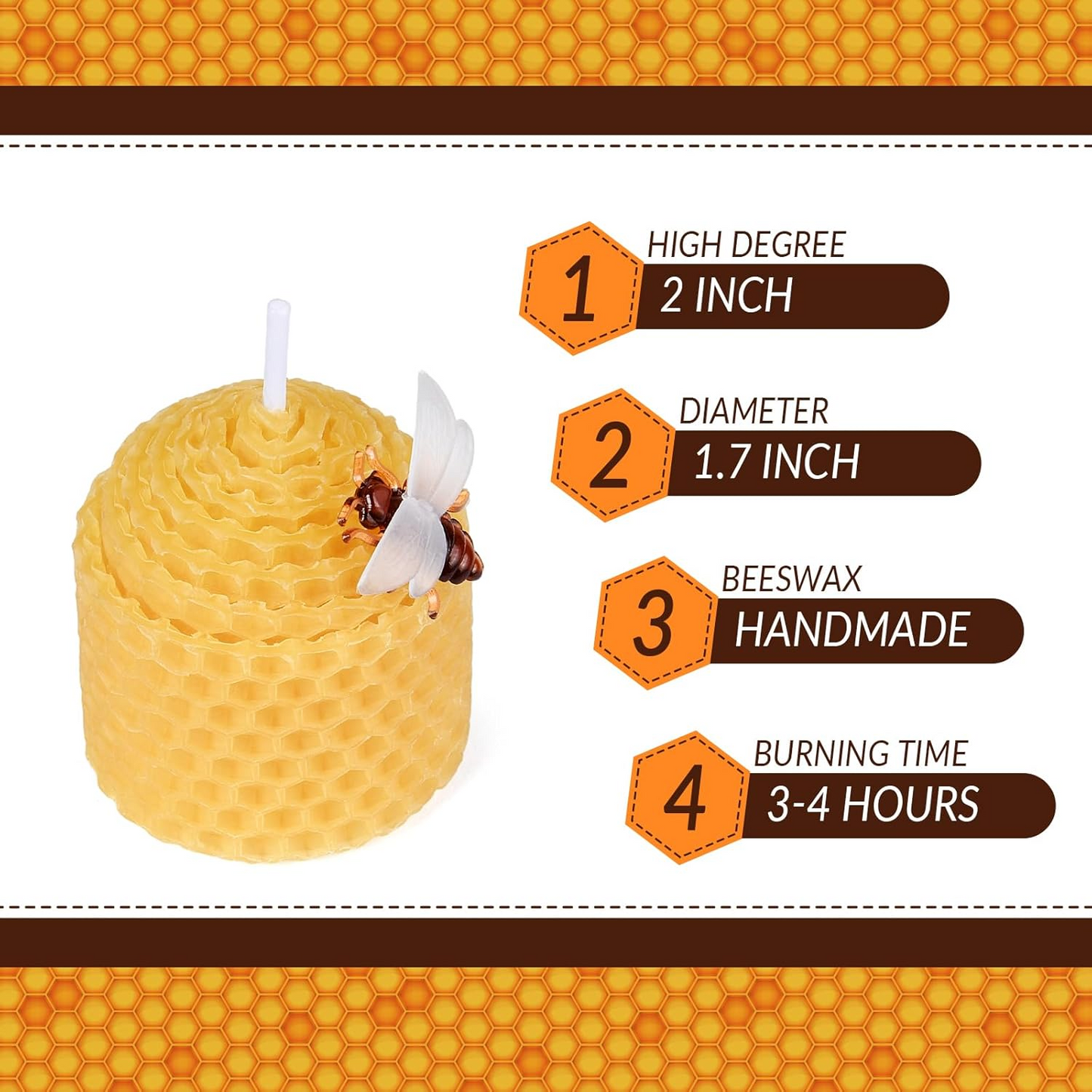 DEYBBY Natural Beeswax Candles Bulk Set, Small Bee Votive Candles with Little Bee Decorations as Gift (Yellow)