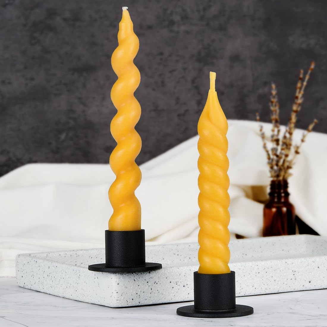 DEYBBY Black Metal Taper Candle Holders Set