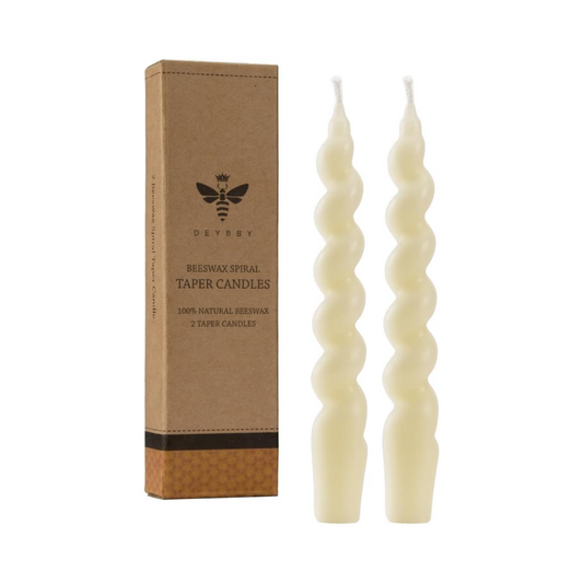White Beeswax Spiral Candle, 7 inch 2 Pack Twisted Pure Beeswax Candles