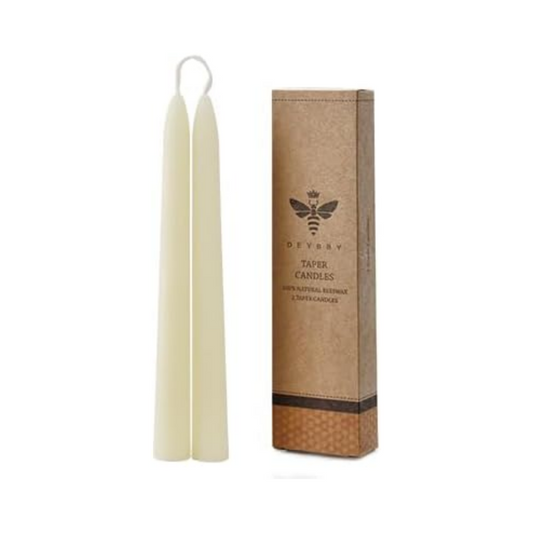 White Beeswax Taper Candles, Smokeless and Dripless