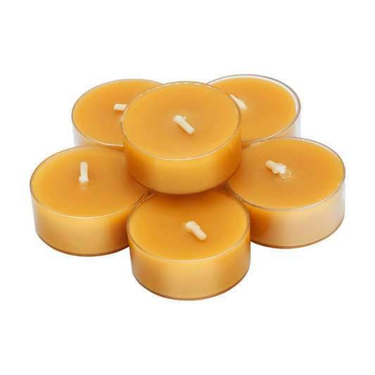 Natural Beeswax Tea Candles, DEYBBY Handmade Beeswax Candles in Clear Cup
