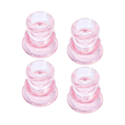 Pink Glass Candlestick Holders, Set of 4 Taper Candle Holders for Wedding, Decoration and Dinning