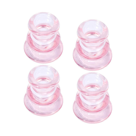 Pink Glass Candlestick Holders, Set of 4 Taper Candle Holders for Wedding, Decoration and Dinning