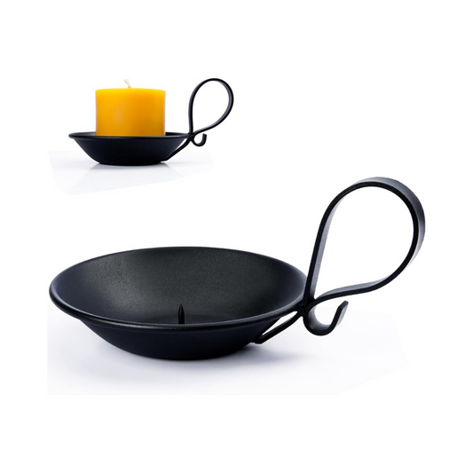 Matte Black Iron Pillar Candle Holders, with Handle, Simple Industrial Style ，Table Centerpiece Decoration