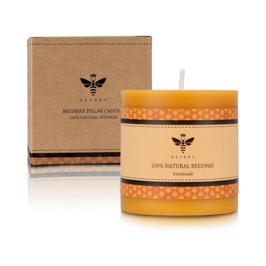 3'' Natural Beeswax Pillar Candle, Large Beeswax Candle for Home Spa Yoga
