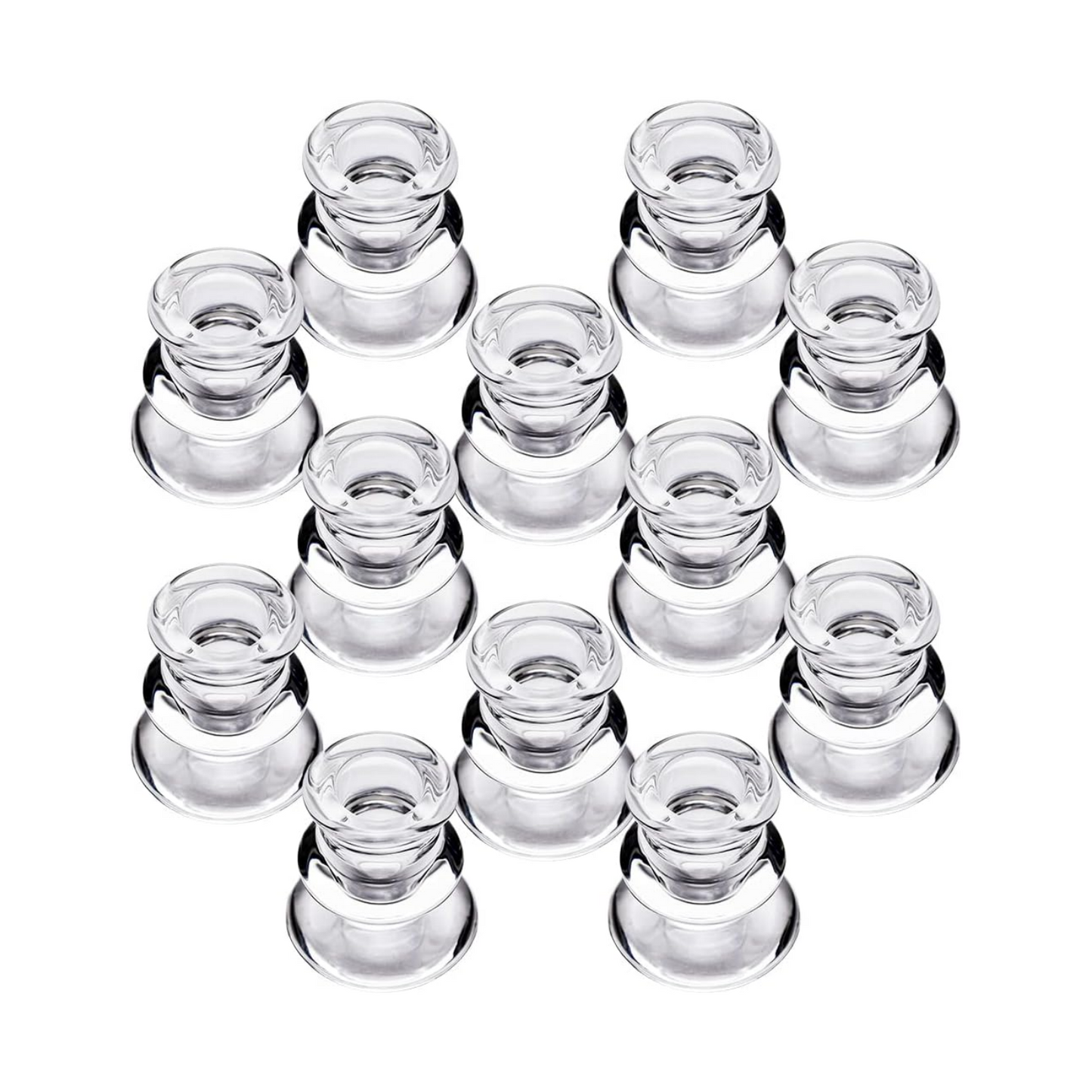 Clear Glass Candlestick Holders, Set of 12 Taper Candle Holders for Wedding, Decoration and Dinning