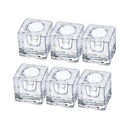 DEYBBY Clear Glass Tealight Holder, 4 Square Tealight Candle Holders, Crystal Tealight Holder