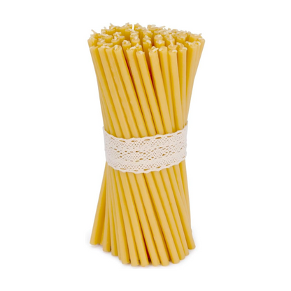 DEYBBY Beeswax Birthday Candles – 7.3'' 40 Pack Thin Beeswax Taper Candles - Dripless and Smokeless Candles for Home, Dinner, Cake, Prayer, Church, Hanukkah, Christmas