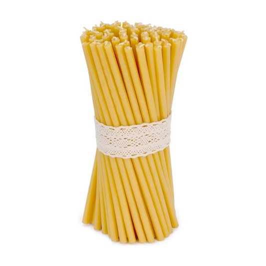DEYBBY Beeswax Birthday Candles – 7.3'' 40 Pack Thin Beeswax Taper Candles - Dripless and Smokeless Candles for Home, Dinner, Cake, Prayer, Church, Hanukkah, Christmas