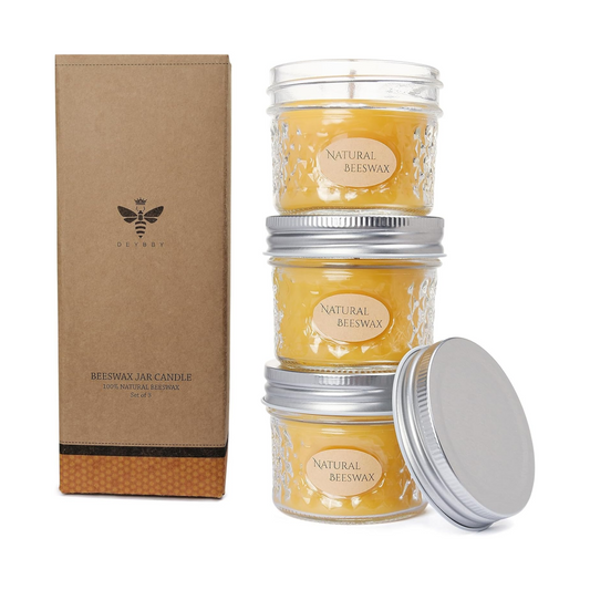 DEYBBY Beeswax Jar Candles Set, Beeswax Candles Gift, Handpour BeesWax Candle