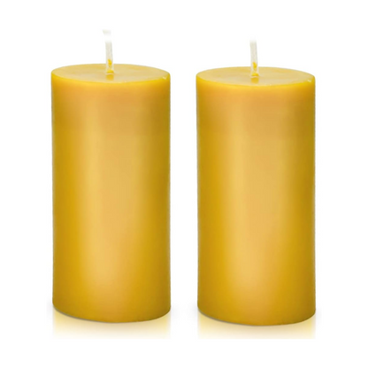 Beeswax Pillar Candles Set of 4, Smokeless Dripless Pure Beeswax Candle Set