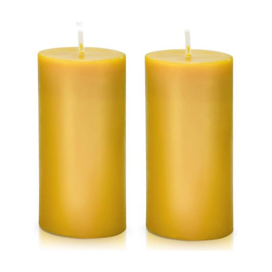 Beeswax Pillar Candles Set of 4, Smokeless Dripless Pure Beeswax Candle Set