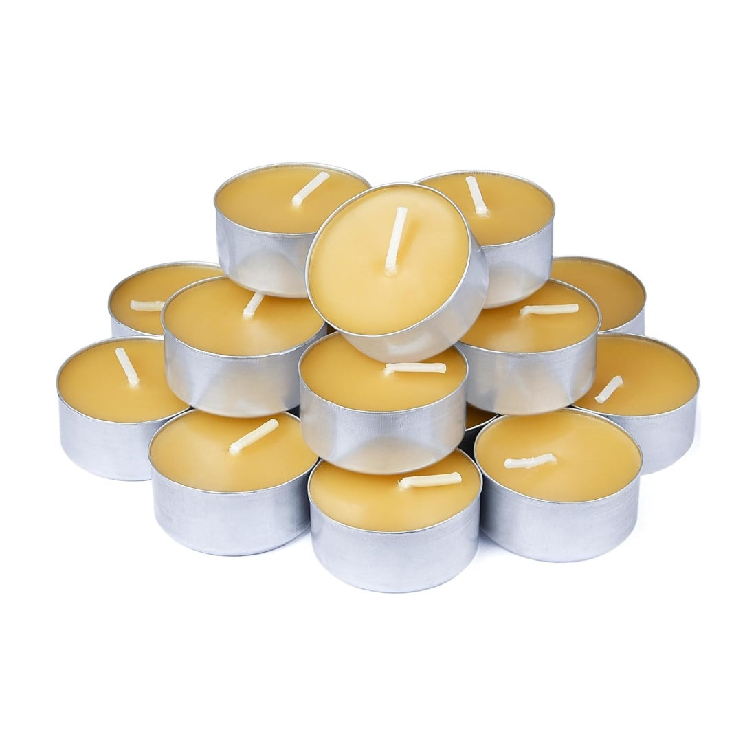 Natural Beeswax Tea Candles, DEYBBY 20 Pack Handmade Beeswax Candles in Aluminum Cup
