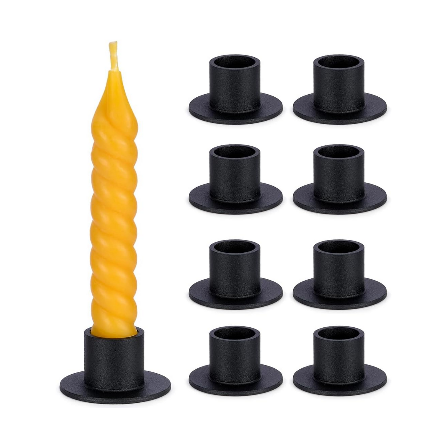 DEYBBY Black Metal Taper Candle Holders Set