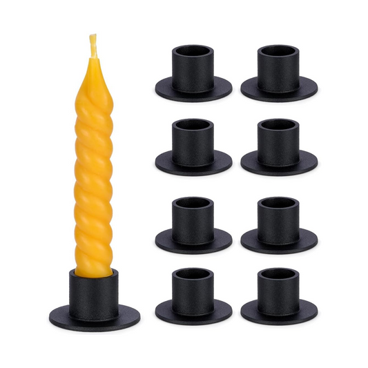 DEYBBY Black Metal Taper Candle Holders Set