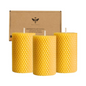 Beeswax Pillar Candles Set - Handmade Pure Beeswax Rolled Candles
