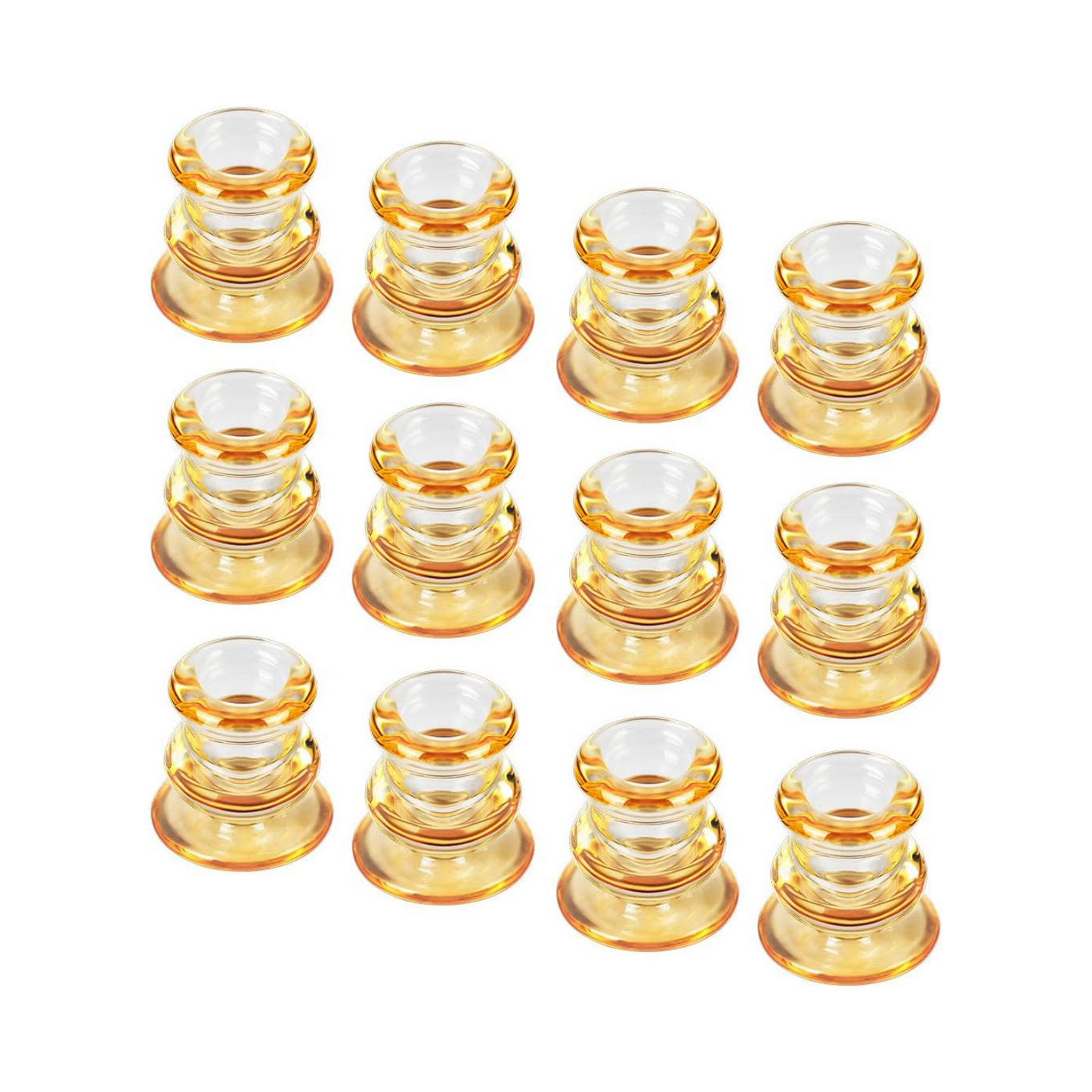 Amber Glass Candlestick Holders, Set of 2 Taper Candle Holders for Wedding, Decoration and Dinning