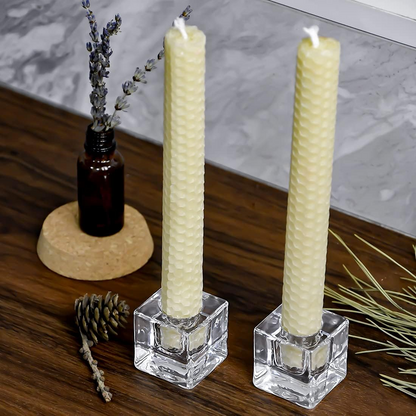 Glass Taper Candle Holders| 6pcs Clear Candlestick Holder|Small Glass Candle Holder